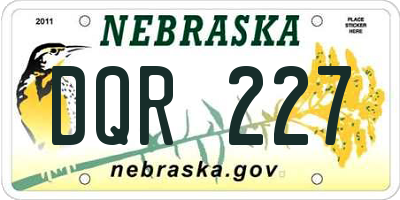NE license plate DQR227