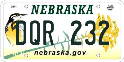 NE license plate DQR232