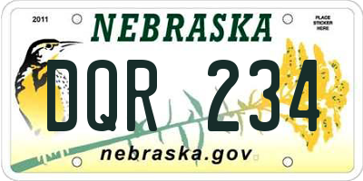NE license plate DQR234