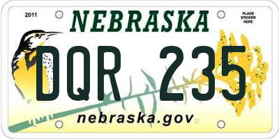 NE license plate DQR235