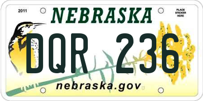 NE license plate DQR236