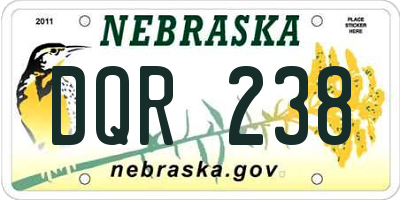 NE license plate DQR238