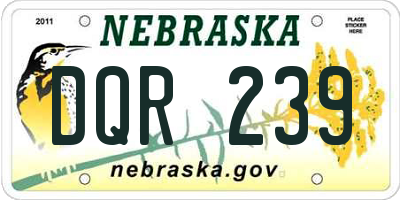 NE license plate DQR239