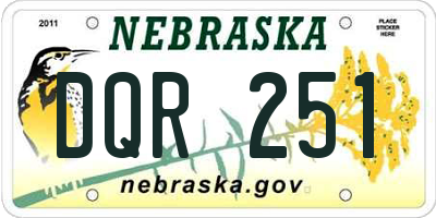 NE license plate DQR251