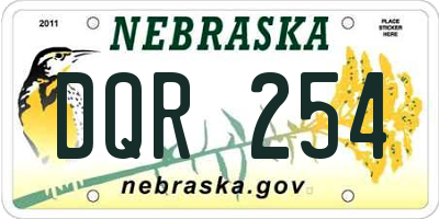 NE license plate DQR254