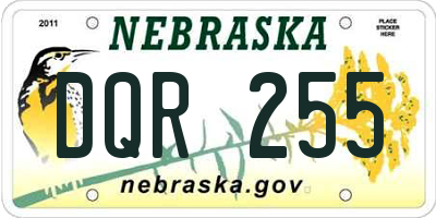 NE license plate DQR255