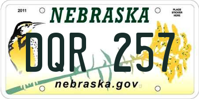 NE license plate DQR257