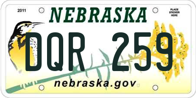 NE license plate DQR259