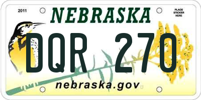 NE license plate DQR270