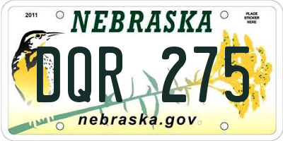 NE license plate DQR275