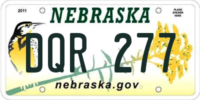 NE license plate DQR277