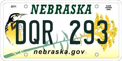 NE license plate DQR293