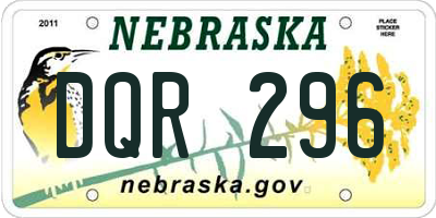 NE license plate DQR296