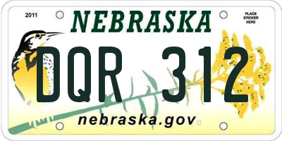 NE license plate DQR312