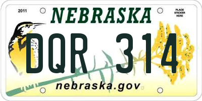 NE license plate DQR314