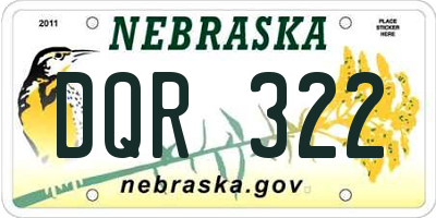NE license plate DQR322