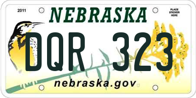 NE license plate DQR323