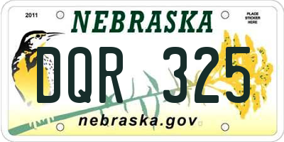 NE license plate DQR325
