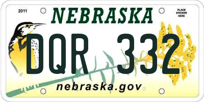 NE license plate DQR332
