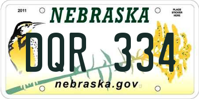 NE license plate DQR334