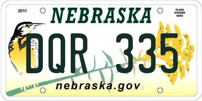 NE license plate DQR335