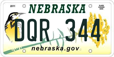 NE license plate DQR344