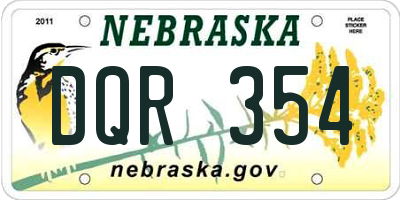 NE license plate DQR354