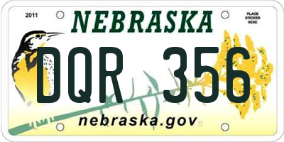NE license plate DQR356