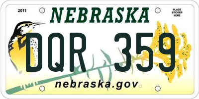 NE license plate DQR359
