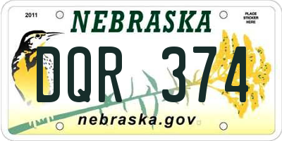 NE license plate DQR374