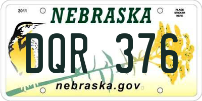 NE license plate DQR376