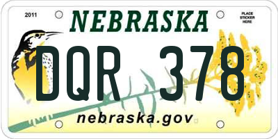 NE license plate DQR378