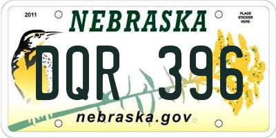 NE license plate DQR396