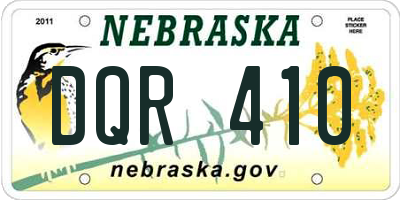 NE license plate DQR410