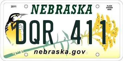 NE license plate DQR411