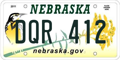 NE license plate DQR412