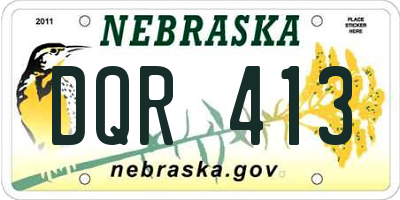 NE license plate DQR413