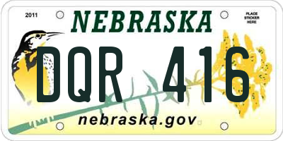 NE license plate DQR416