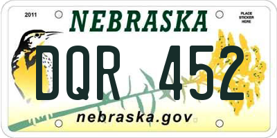 NE license plate DQR452