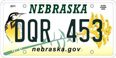 NE license plate DQR453