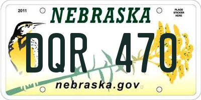 NE license plate DQR470