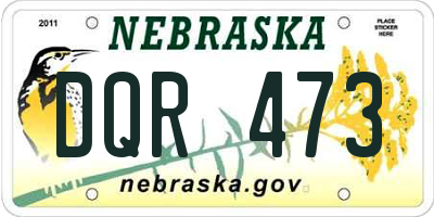 NE license plate DQR473