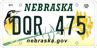 NE license plate DQR475