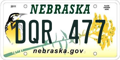 NE license plate DQR477