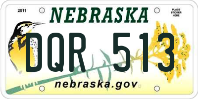 NE license plate DQR513