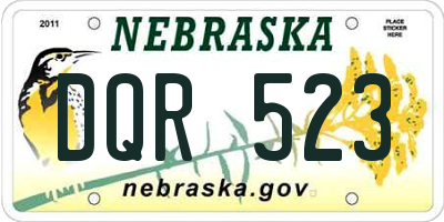 NE license plate DQR523