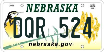 NE license plate DQR524