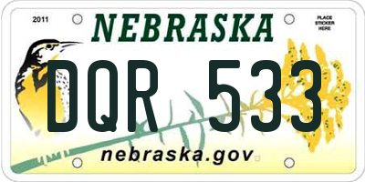 NE license plate DQR533