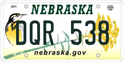 NE license plate DQR538