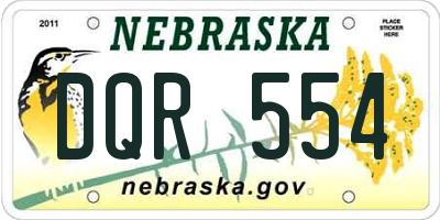 NE license plate DQR554